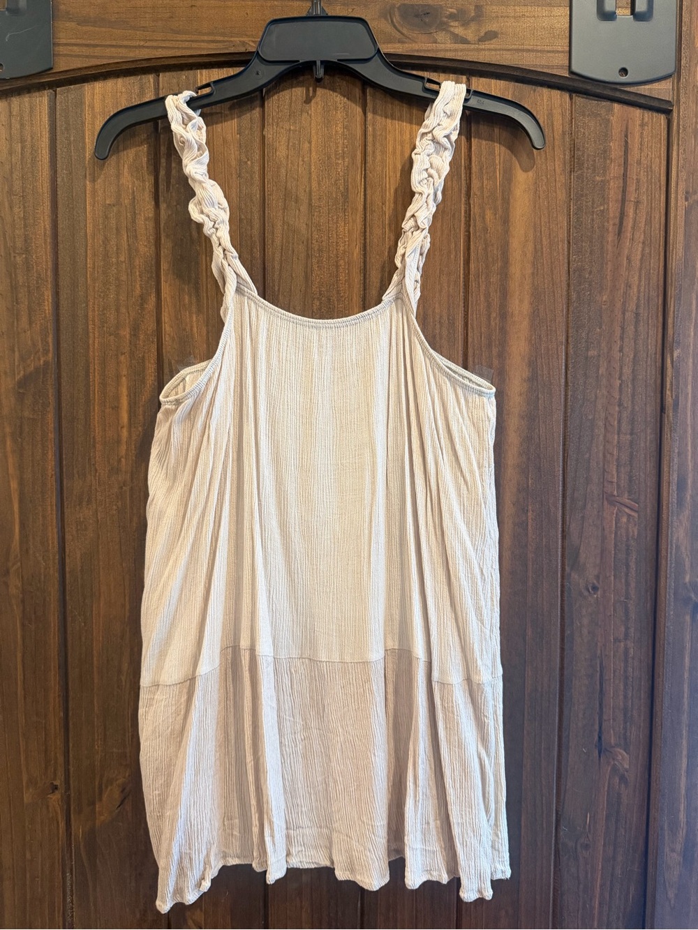 Haptics by Holly Harper 1X Beige Cold Shoulder Gauze Tank Top Boho
